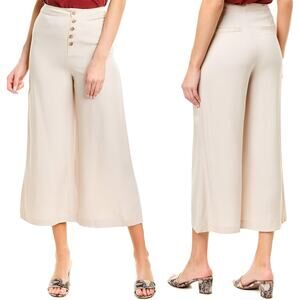 Cupcakes and Cashmere Trula Wide Leg Crop Pants Revolve Button Fly Women 6 Beige